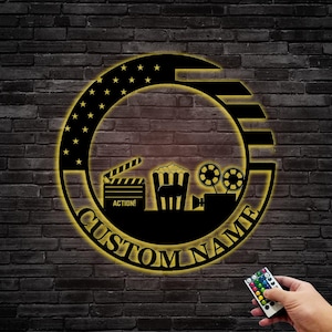 Personalisierte Heimkino Metall Schild, Heimkino Metall Kunst, Familien Kino Zeichen, Heimkino Dekor, benutzerdefinierte Metall Namen Schild, Housewarming Geschenk