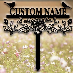 Personalized Garden Stake Metal Sign,Custom Metal Garden Sign,Garden Name Sign,Gardening Decor Gifts for Gardeners