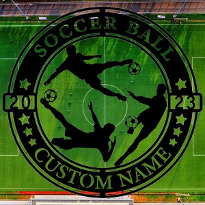 Personalized Soccer Metal Sign,Custom Football Soccer Metal Wall Signs,Soccer Player Hanging Sign Outdoor Porch Welcome,Football Lovers Gift