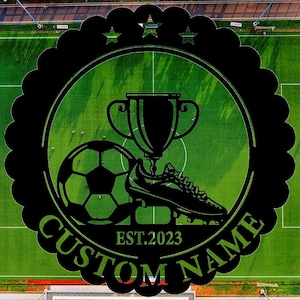 Personalized Soccer Metal Sign,Custom Football Soccer Metal Wall Signs,Soccer Player Hanging Sign Outdoor Porch Welcome,Football Lovers Gift