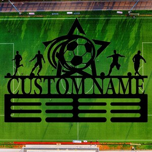 Personalized Soccer Metal Sign,Custom Football Soccer Metal Wall Signs,Soccer Player Hanging Sign Outdoor Porch Welcome,Football Lovers Gift