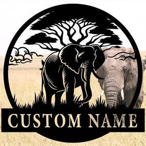 Personalized Elephant Letter Metal Sign,Custom Elephant Sign,Elephant Metal Wall,Elephant Sign Metal Wall Art,Animal Lover Sign Home Decor