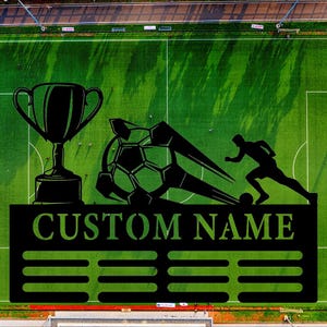 Personalized Soccer Metal Sign,Custom Football Soccer Metal Wall Signs,Soccer Player Hanging Sign Outdoor Porch Welcome,Football Lovers Gift