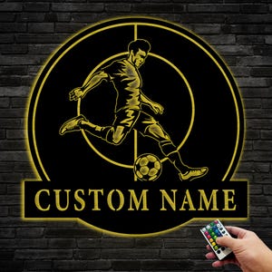 Personalized Soccer Metal Sign,Custom Football Soccer Metal Wall Signs,Soccer Player Hanging Sign Outdoor Porch Welcome,Football Lovers Gift