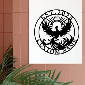 Benutzerdefinierte Phoenix Metallschilder, personalisierte Raum Nachname Metallschilder, Phoenix Wohnkultur Kunstwerk, Phoenix Wandkunst