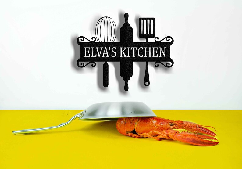 Personalized Kitchen Metal Sign, Custom Name Kitchen Signs Wall Decor