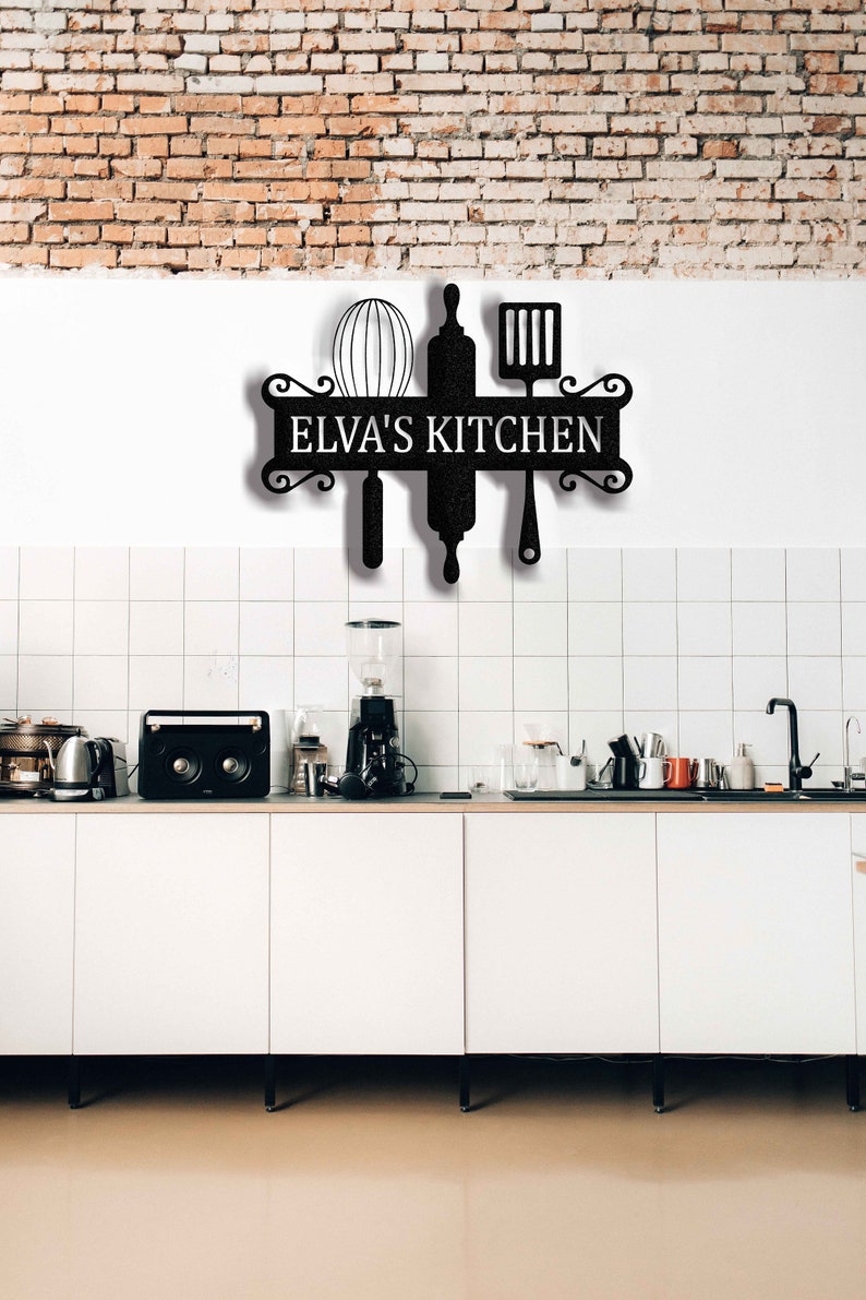 Personalized Kitchen Metal Sign, Custom Name Kitchen Signs Wall Decor