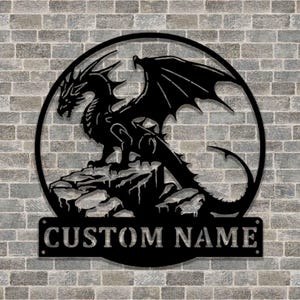 Custom Dragon Metal Plaques, LED Light Signs, Personalized Dragon Name Decorative Plaques, Dragon-Shaped Metal Decor