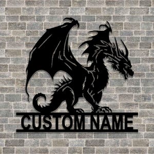 Custom Dragon Metal Plaques, LED Light Signs, Personalized Dragon Name Decorative Plaques, Dragon-Shaped Metal Decor