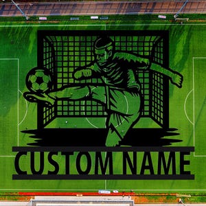 Personalized Soccer Metal Sign,Custom Football Soccer Metal Wall Signs,Soccer Player Hanging Sign Outdoor Porch Welcome,Football Lovers Gift