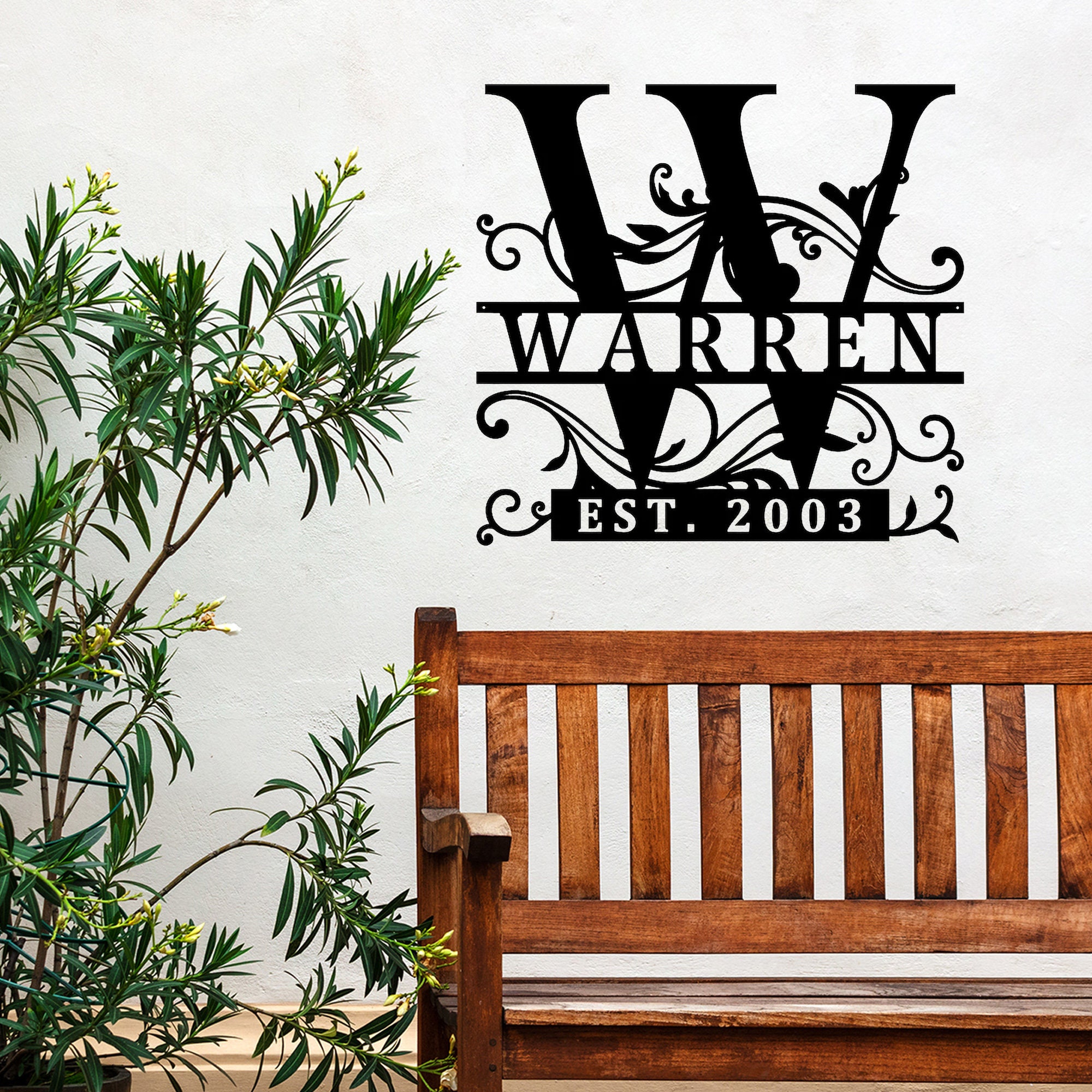 Personalized Name Metal Monogram Sign Custom Last Name Sign Split ...