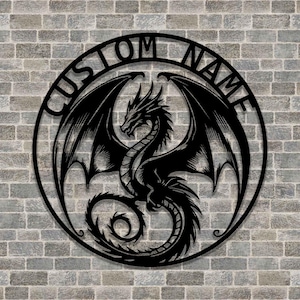 Custom Dragon Metal Plaques, LED Light Signs, Personalized Dragon Name Decorative Plaques, Dragon-Shaped Metal Decor