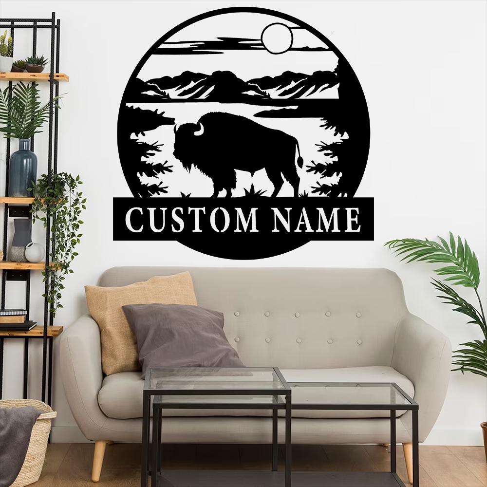 Personalized Bison Sign Metal Wall Art,american Bison Metal Sign,bison ...