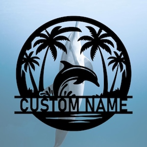 Personalized Metal Dolphin Sign with LED Lights - Custom Wall Decor