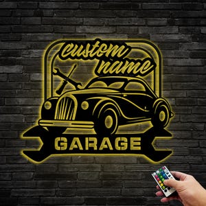 Personalized Metal Garage Name Sign,Custom Family Sign Garage Metal Sign Last Name for Car,Repair Work Shop Sign,Man Cave Sign