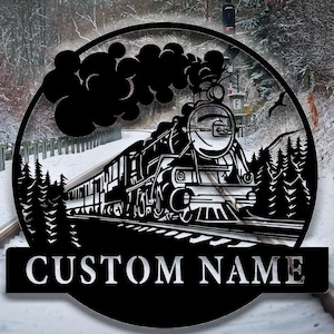 Custom Train Metal Wall Signs,Personalized Train Metal Wall Art,Railroad Wall Art Decor,Train Metal Wall Decor,Metal Sign Train Gift for Men