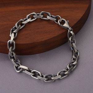 7 mm heren zilveren armband ketting geoxideerde armband zilveren ketting heren armband 925 sterlingzilver