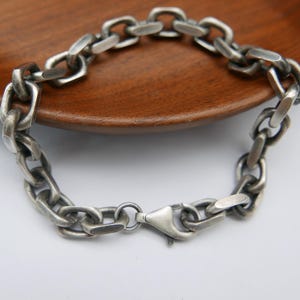 Oxidized Sterling Silver Mens Bracelet Chain - 7mm