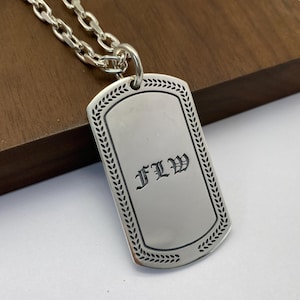 Custom Engraved 925 Sterling Silver Military Dog Tag Necklace
