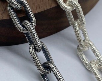 Collar de cadena gruesa de 10 mm hecho a mano: plata de ley oxidada S925