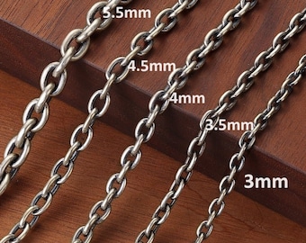 Oxidized Silver Chain Cable Chain For Men 925 Sterling Silver Necklace