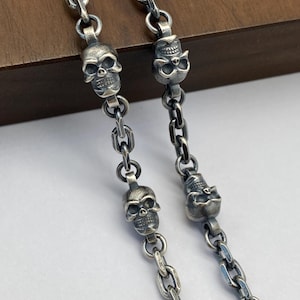Skull Necklace Gothic Necklace Skull Chain 925 Silver Chain 6mm