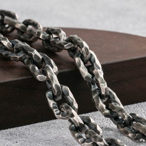 Men&#39;s Oxidized Sterling Silver Chunky Chain Necklace - 10mm