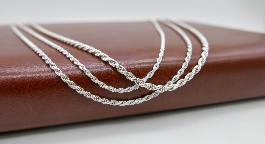 925 Sterling Silver Rope Chain - White Silver/oxidized - Etsy