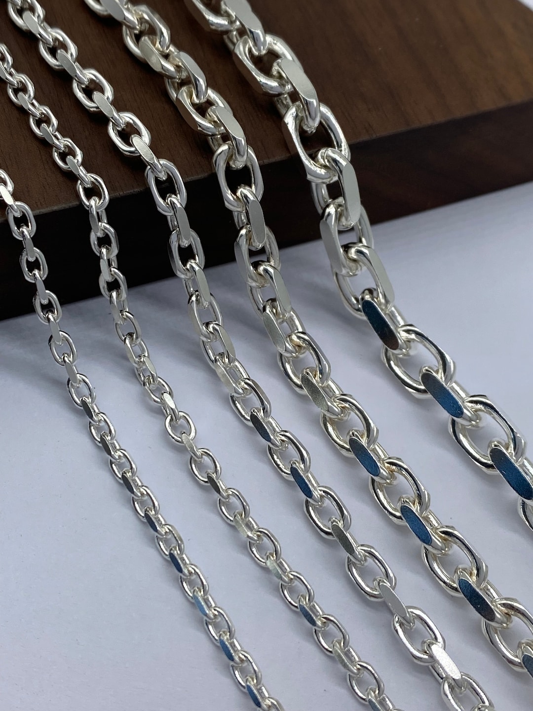 Sterling Silver Flat Cable Chain Necklace (3mm-7mm) - Etsy