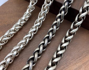Colar Viking de Prata Esterlina Oxidada: Corrente de Rabo de Raposa de Trigo Grosso
