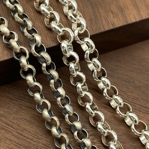 Sterling Silver 925 Rolo Chain: Custom Length Pendant Chain (3mm-7mm)