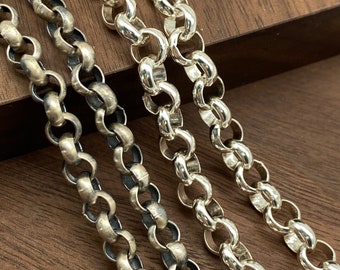 Sterling Silver 925 Rolo Chain Mens Silver Chain Womens Chain Custom Any Lenght Chain For Pendant  3mm-7mm