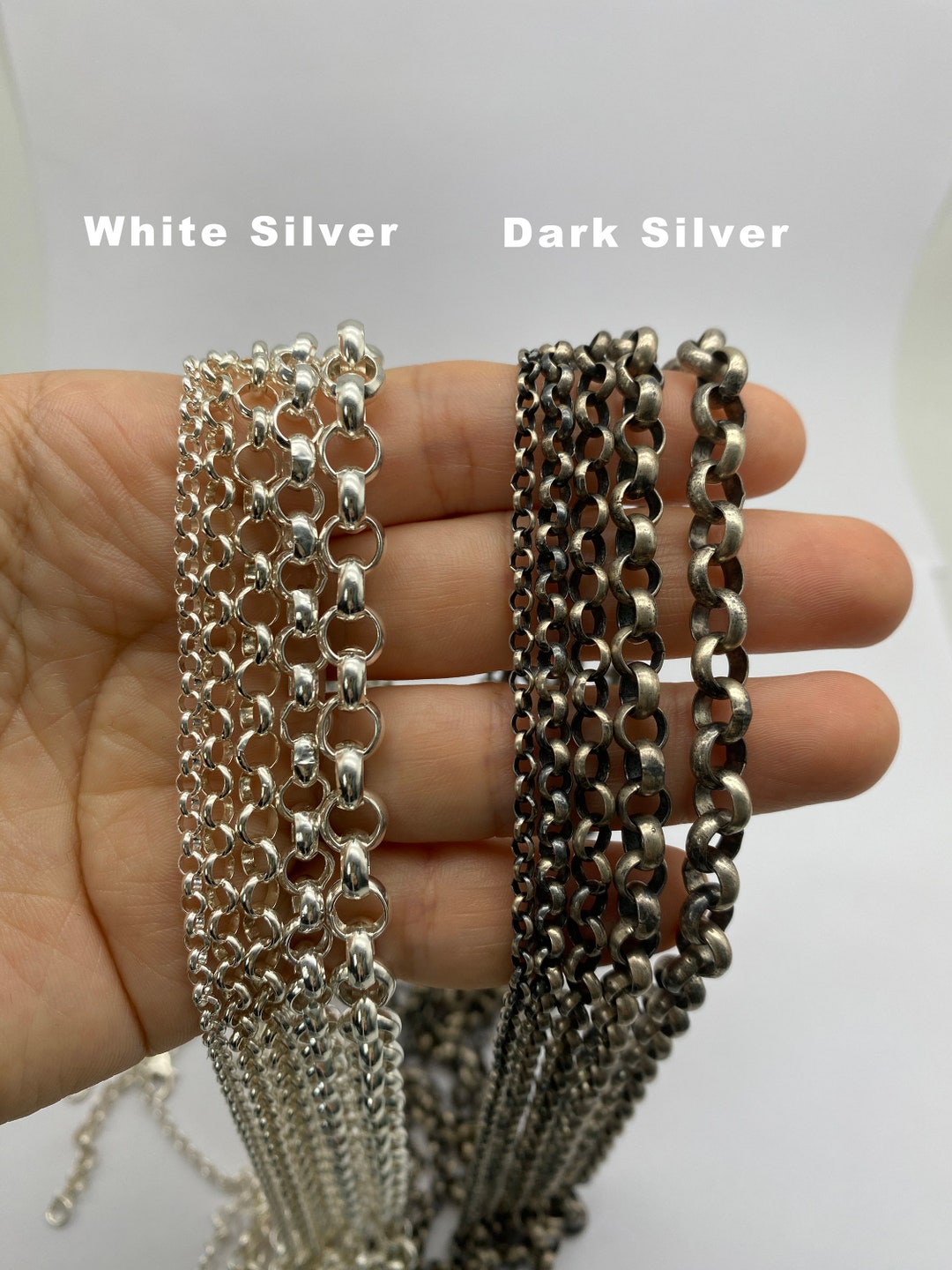 925 Sterling Silver Rolo Chain - Pendant Necklace Chain - Etsy