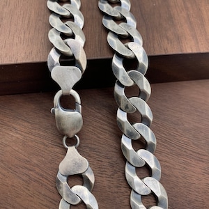 13mm Sterling Splitter 925 Kette Panzerkette Panzerkette Massiv 925 Silber Chunky Halskette Herrenkette 30 '' 40 ''