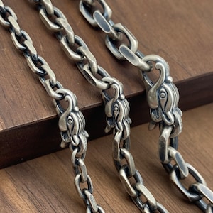 Herren Halskette Silber Halskette Drachen Halskette Viking Halskette Silberkette Silber 925 oxidierte Silberkette