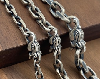 Men's Necklace Silver Necklace Dragon Necklace Viking Necklace Silver Chain Silver 925 Oxidized Silver Chain