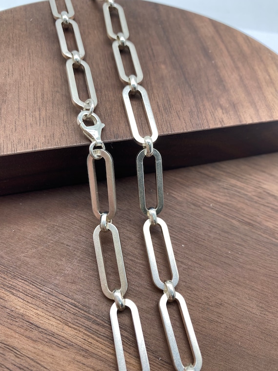 925 Sterling Silver Paper Clip Chain: 7.2x20mm Links