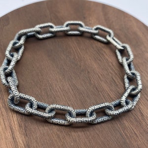 10mm Mens Bracelet Chain Cable chain Handmade Bracelet  Chunky Bracelet Vintage Bracelet S925 Sterling silver Oxidized Silver Chain