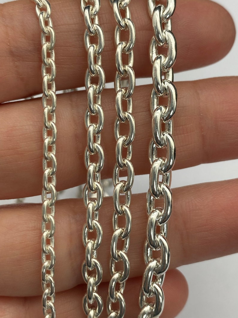 Silver 925 Chain,Cable Chain,Gift For Husband,Mens Chain,Silver Chain 3mm/4mm/4.5mm/5.5mm zdjęcie 4