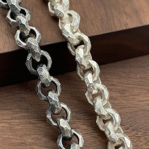 925 Sterling silver 10mm Mens Silver Chain Chunky Rolo Chain Handmade Chain 12mm