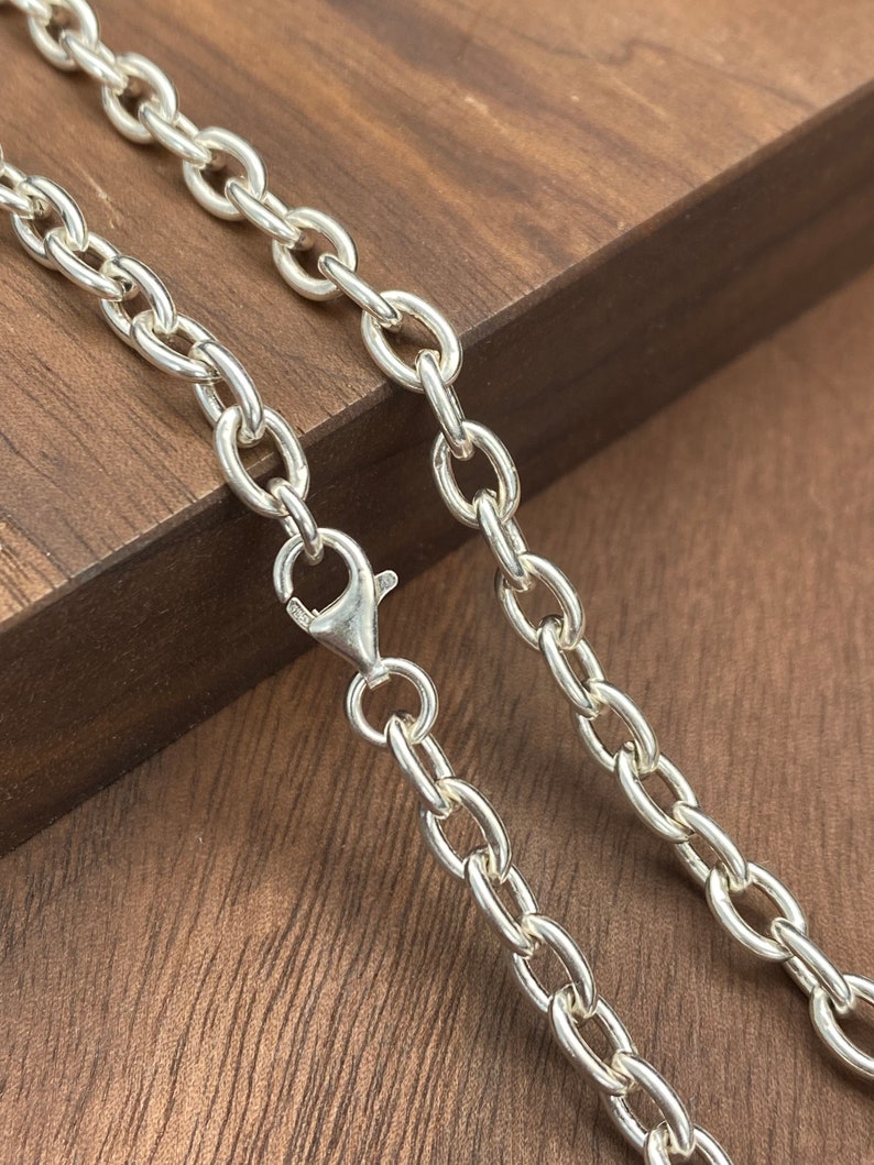 Silver 925 Chain,Cable Chain,Gift For Husband,Mens Chain,Silver Chain 3mm/4mm/4.5mm/5.5mm zdjęcie 3