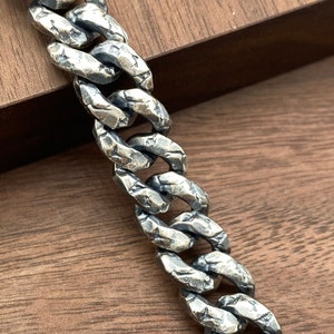 Handmade Heavy Sterling Silver Curb Cuban Chain - Mens Punk Necklace (12mm)