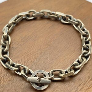 Bracelet viking pour homme : chaîne en argent sterling 925 oxydé, 7 mm