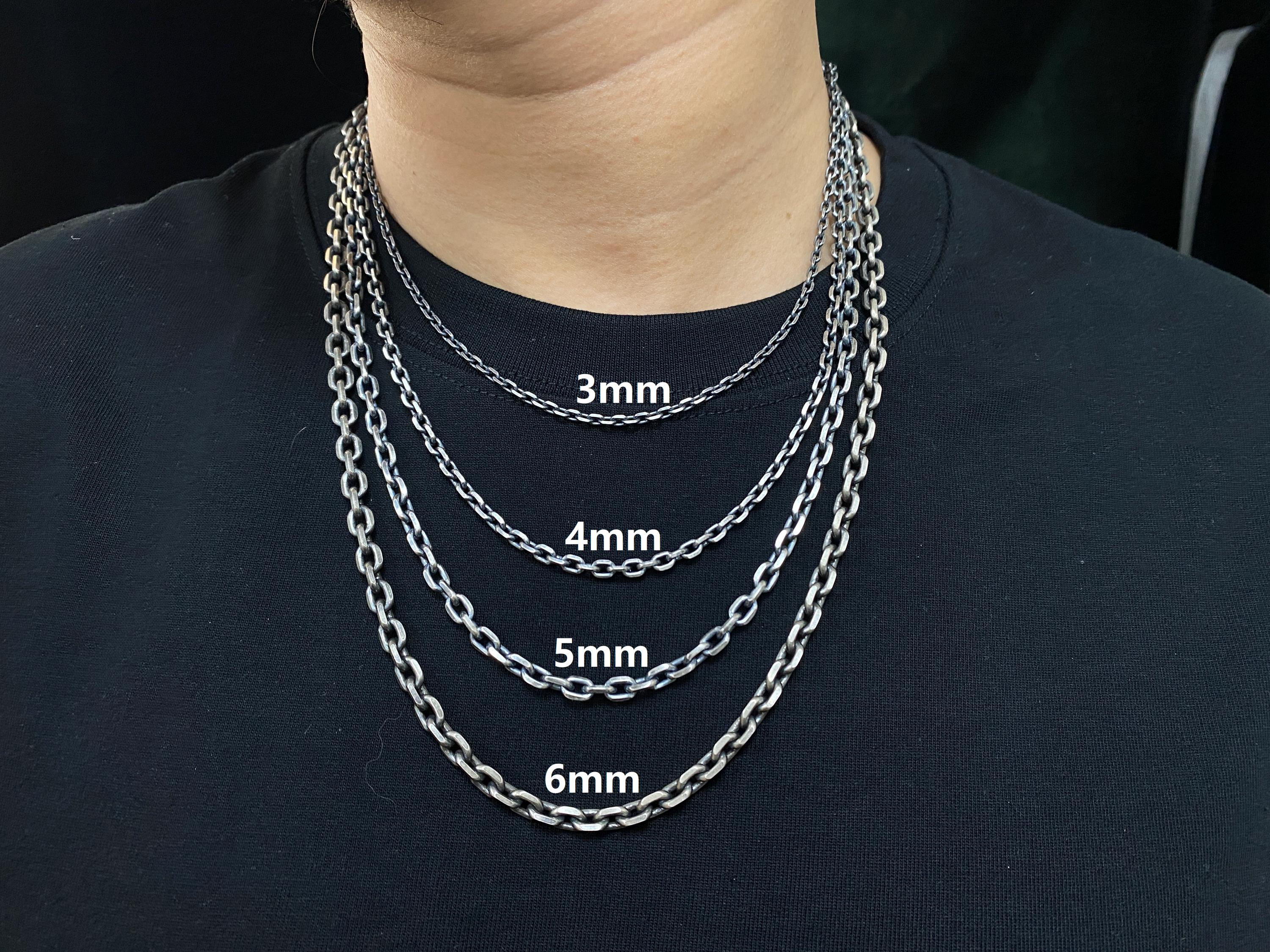 Oxidized Sterling Silver Viking Necklace Chain - Mens Cable Chain