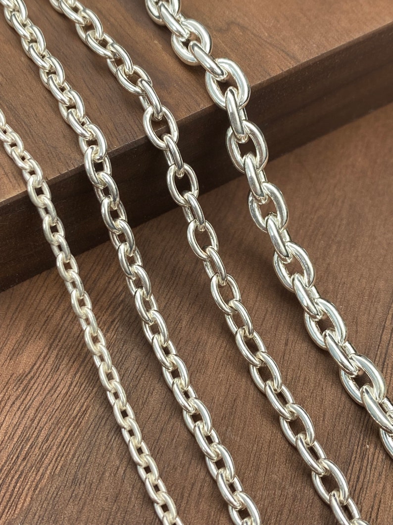 Silver 925 Chain,Cable Chain,Gift For Husband,Mens Chain,Silver Chain 3mm/4mm/4.5mm/5.5mm zdjęcie 2