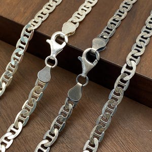 Sterling Silver Anchor Chain Necklace: 3.2mm/5.1mm Width