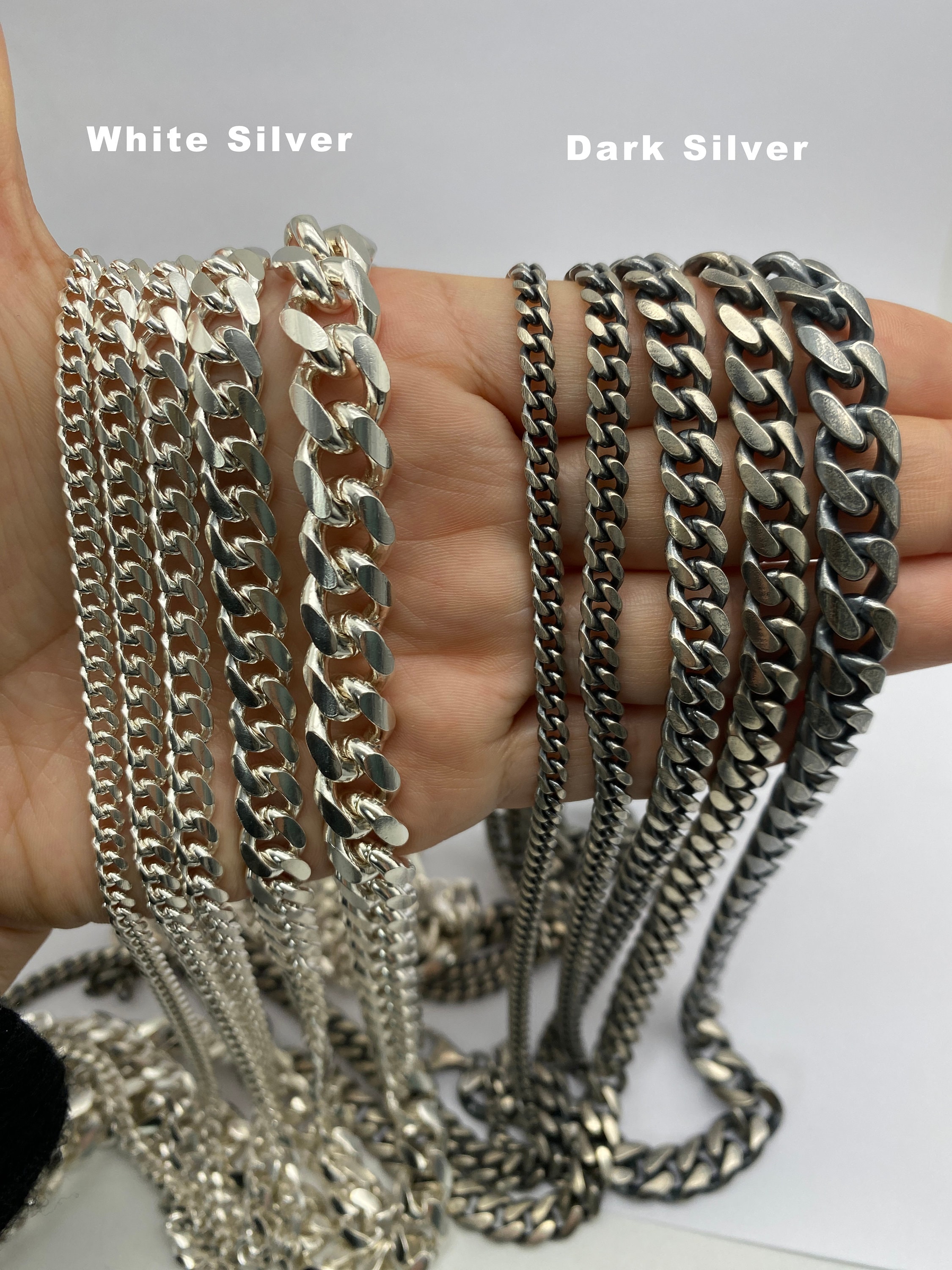 【みん】TODAYFUL Chain Choker (Silver925) Floral Cuban Chain Link Necklace - Sterling Silver 925