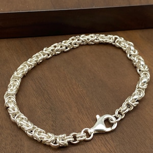Mens Bracelet Byzantine Bracelet 925 Sterling Silver 6mm width
