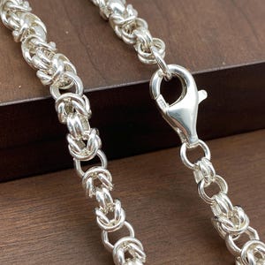 Byzantine Chain Mens Necklace: 925 Sterling Silver, 6mm