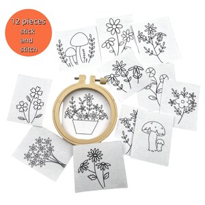 Wildblumen Stickmuster, Stick Stickmuster, Stickmuster, Washaway Stickvorlage, Stickmuster zum Sticken, Sticken und Sticken